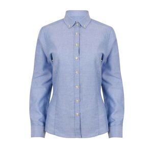 Henbury Womens/Ladies Modern Long Sleeve Oxford Shirt / Blue
